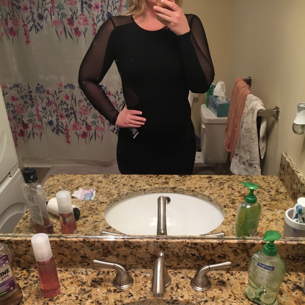 Express Mesh Cutout Black Mini Dress, NWT, Size 8